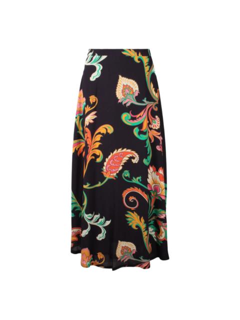 paisley-print midi skirt