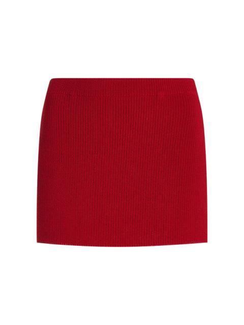 AYA MUSE Exclusive Knit Cotton-Blend Mini Skirt red