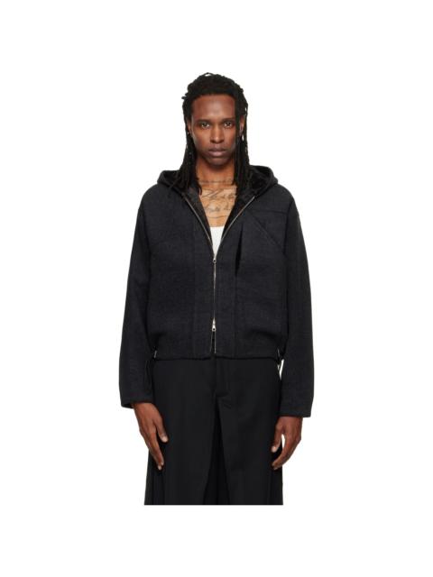 NULLUS Gray Woolen Hooded Hunting Jacket