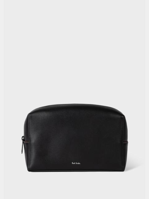 Black Leather Signature Wash Bag