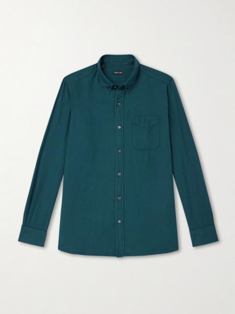 TOM FORD Washed Cotton and Cashmere-Blend Twill Shirt