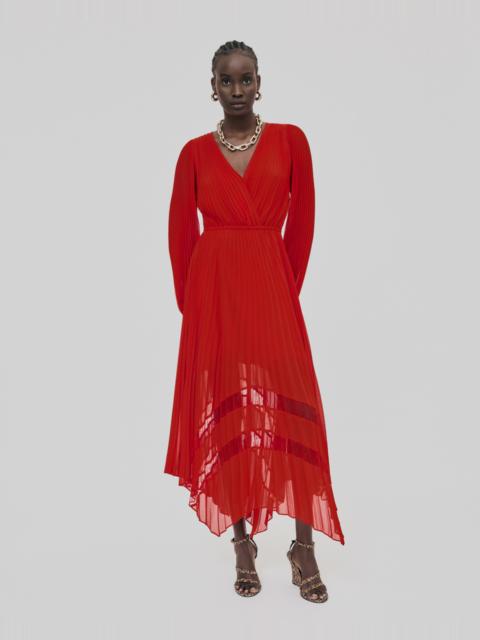 The Kooples RED PLEATED LONG DRESS