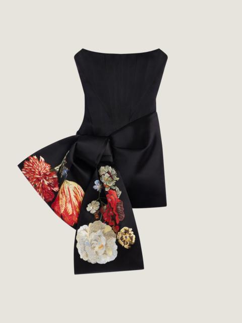 Givenchy MINI BUSTIER DRESS IN SATIN WITH FLORAL EMBROIDERY AND BOW