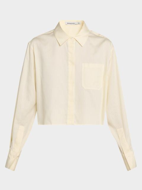 SIMKHAI Renata Long-Sleeve Crop Shirt