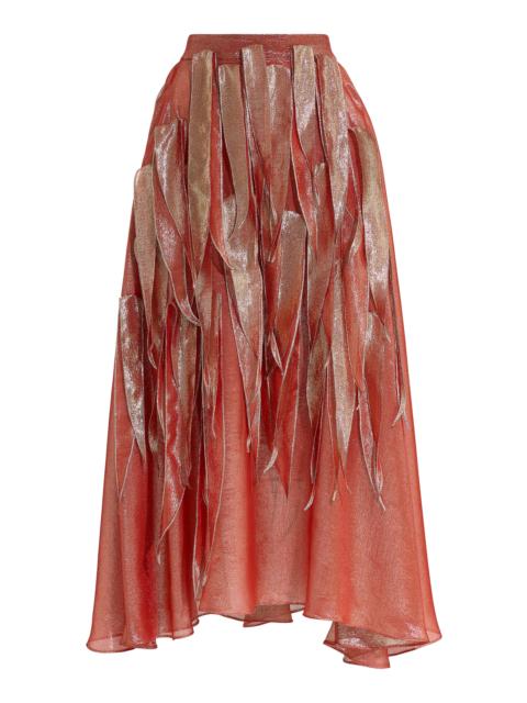 MATICEVSKI Furnace Fringed Silk-Blend Midi Skirt orange