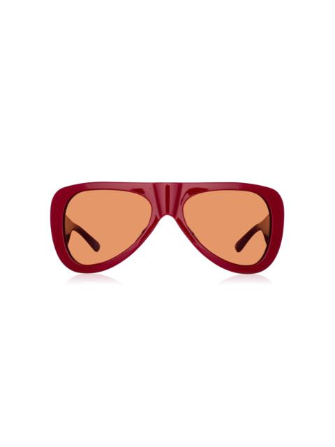 Edie Aviator-Frame Acetate Sunglasses red