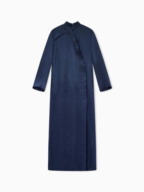 GIORGIO ARMANI SILK LAMÉ DRESS WITH HIGH NECK AND ASYMMETRIC DETAIL