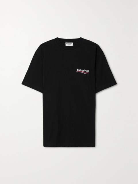 BALENCIAGA Oversized Embroidered Cotton-jersey T-shirt