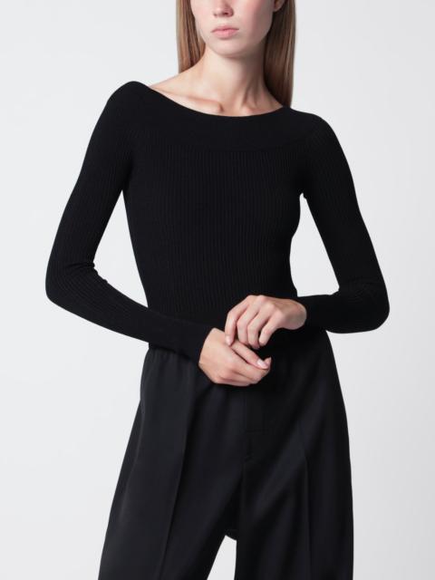 Alaïa Shaping ribbed knit off-shoulder bodysuit in black