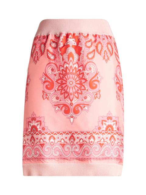 Etro Knit-Trimmed Silk Mini Skirt pink