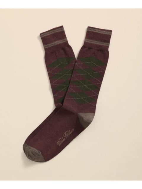 Brooks Brothers Cotton-Blend Tipped Argyle Socks