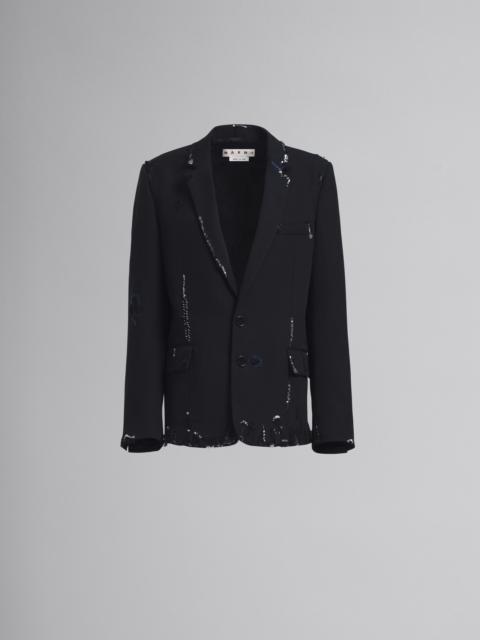 Marni BLACK WOOL CONVERTIBLE BLAZER