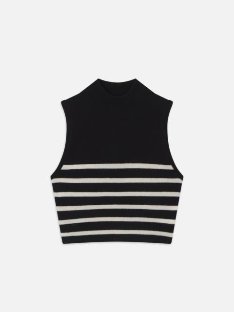 FRAME Cropped Cashmere Mockneck in Black Multi