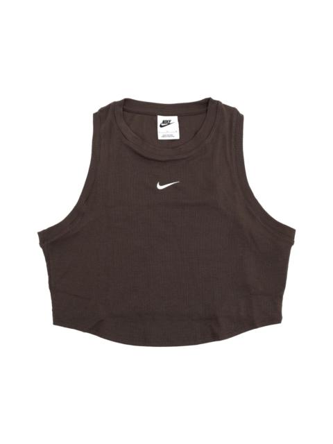 Nike (WMNS) Nike Sportswear Essentials Ribbed Cropped Tank Top 'Brwon' FB8280-237