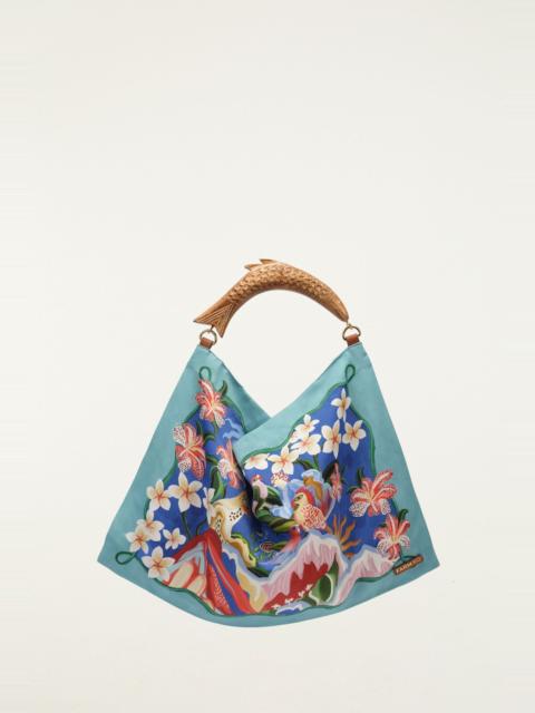 FARM RIO Light Blue Satin Small Scarf Bag