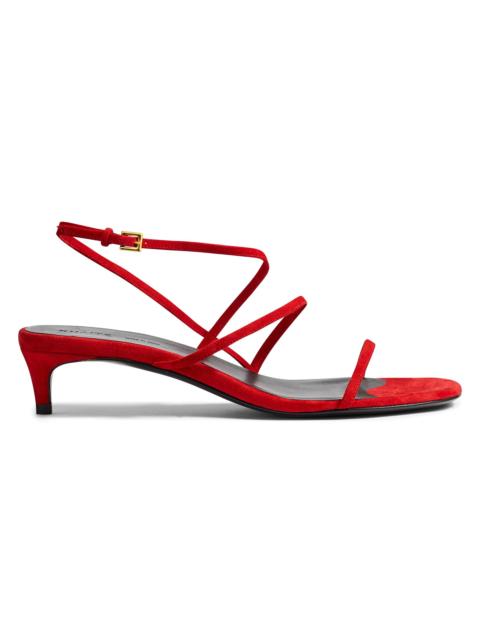 KHAITE Women's Loop 35MM Suede Kitten-Heel Sandals - Lipstick