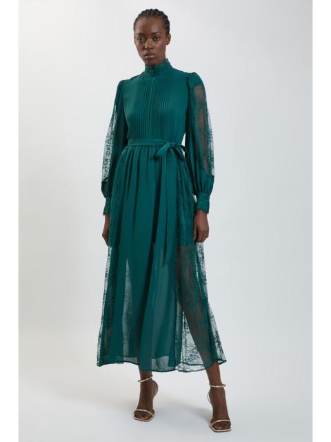 KAREN MILLEN Lace Insert Pintuck Detail Midi Dress