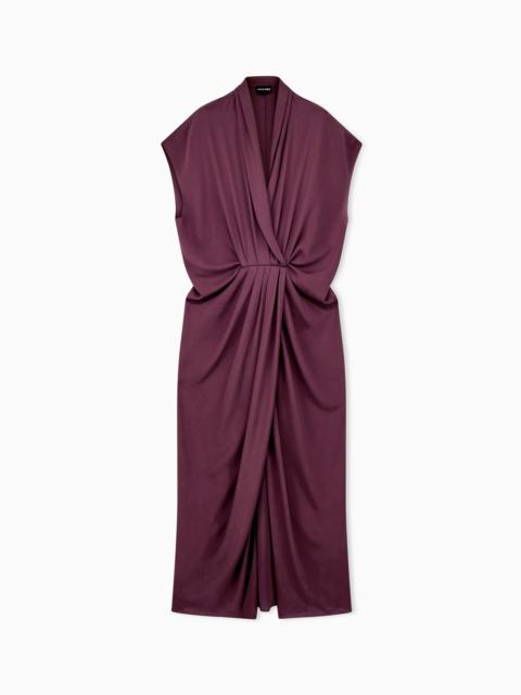 GIORGIO ARMANI DRESS LONGUETTE IN SILK TRIPLE GEORGETTE WITH FRONT DRAPING