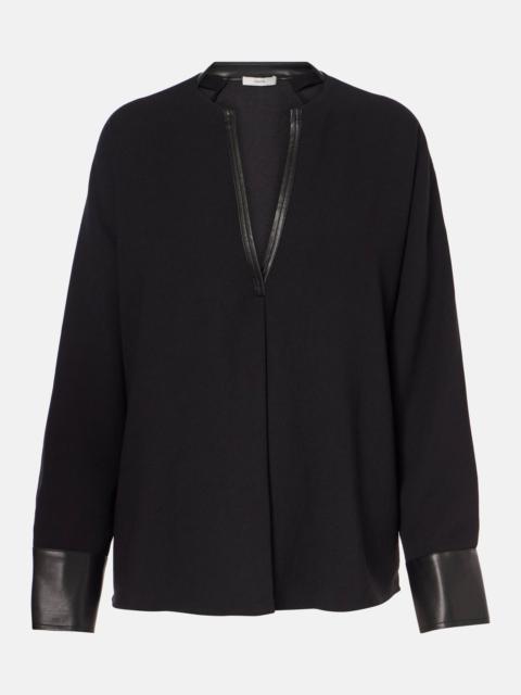 Vince Faux leather-trimmed top