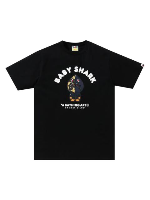 A BATHING APE® BAPE Baby Milo Shark College Tee 'Black/Navy'
