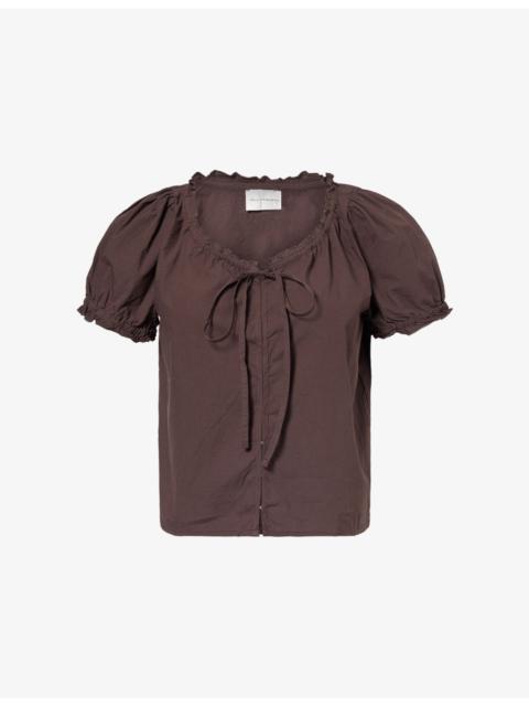 DEIJI STUDIOS Scoop-Neck Short-Sleeve Cotton Top