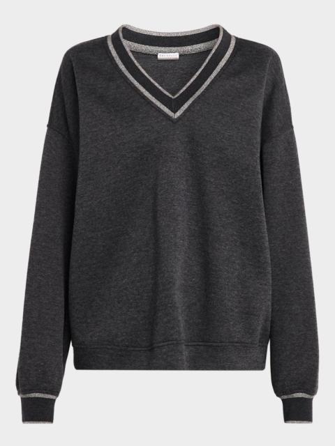 Brunello Cucinelli Cashmere-Cotton V-Neck Sweater