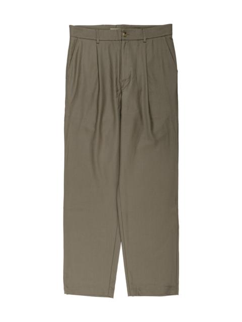 DE BONNE FACTURE One Pleat Trousers Super 130's Merino Twill Vertdigris Green