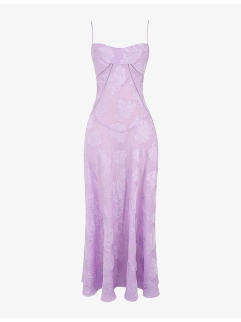 House of CB Seren lace-up lace maxi dress