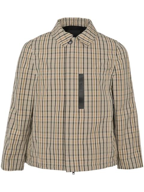Yves Salomon check-pattern leather-detail jacket