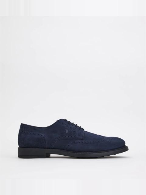 Tod's LACE-UPS IN SUEDE - BLUE