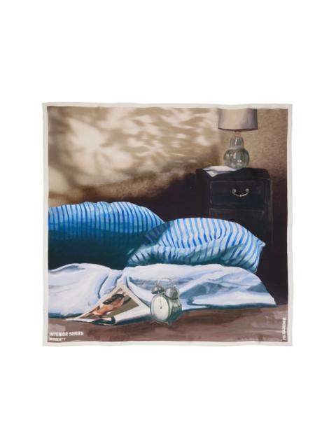 Jil Sander Beige & Blue Silk Scarf