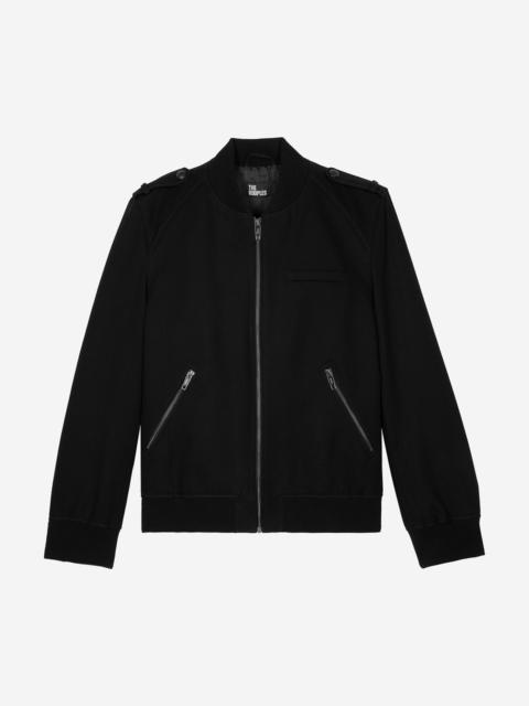 The Kooples BLACK COTTON TEDDY JACKET
