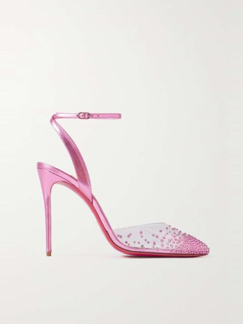 Spikaqueen 100 crystal-embellished PVC and metallic-leather pumps