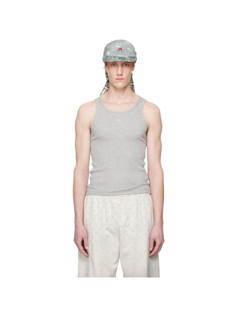 Marine Serre Gray Organic Cotton Rib Tank Top