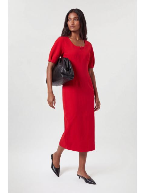 KAREN MILLEN Textured Tailored Rounded Sleeve Pencil Midi Dress