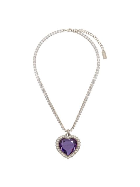 VETEMENTS Silver & Purple Crystal Heart Necklace