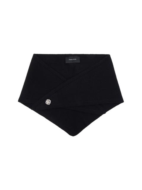 Simone Rocha Black Embellished Cashmere Neckerchief Scarf