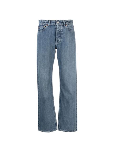 Linear mid-rise straight-leg jeans