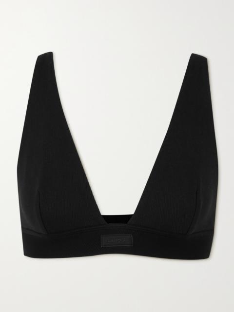 SKIMS Plunge Ribbed Cotton-blend Jersey Bralette