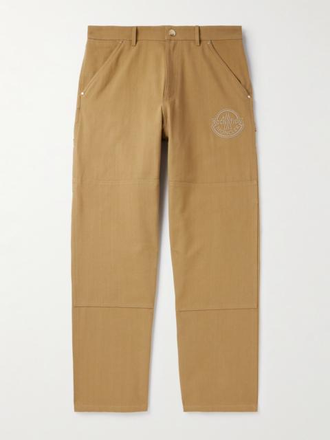 Moncler Roc Nation by Jay-Z Straight-Leg Logo-Embroidered Panelled Washed Cotton-Canvas Trousers
