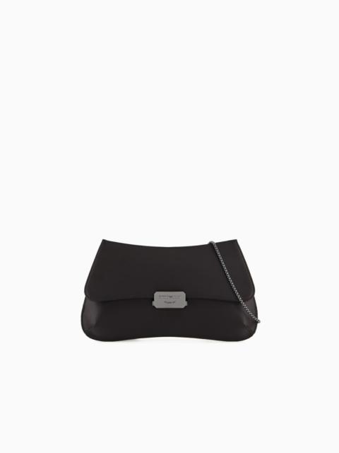 EMPORIO ARMANI SATIN BAGUETTE CLUTCH BAG WITH CHAIN STRAP