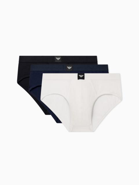 EMPORIO ARMANI THREE-PACK OF COTTON JERSEY BRIEFS WITH LOGO LABEL