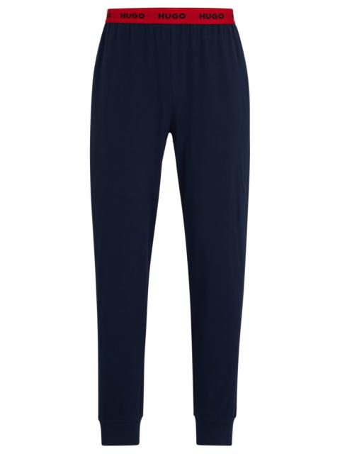 HUGO STRETCH-COTTON JERSEY PAJAMA BOTTOMS WITH LOGO WAISTBAND