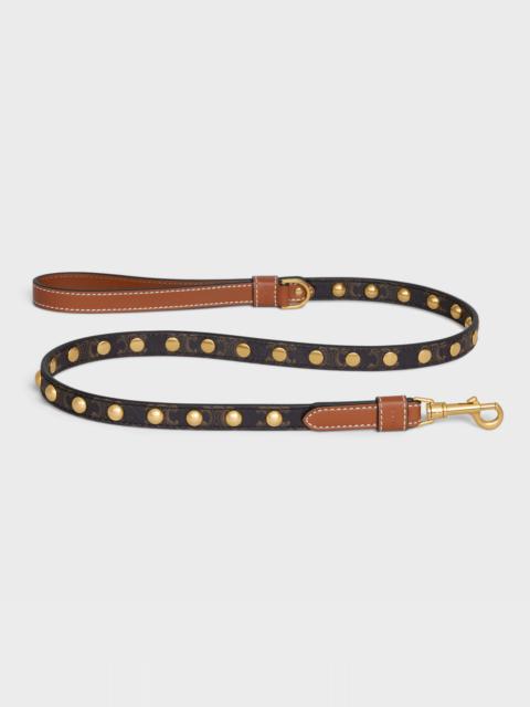 CELINE Thin Dog Leash in Triomphe Canvas and Calfskin with studs