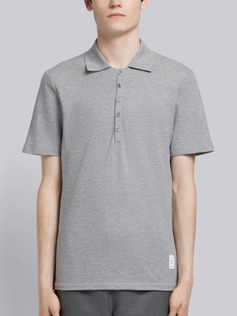 Thom Browne Light Grey Cotton Pique Center Back Stripe Relaxed Fit Polo