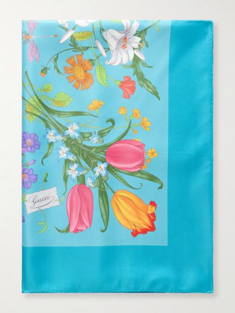 GUCCI Flora Floral-print Silk-twill Scarf