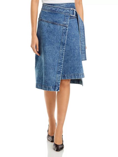 Denim Wrap Midi Skirt