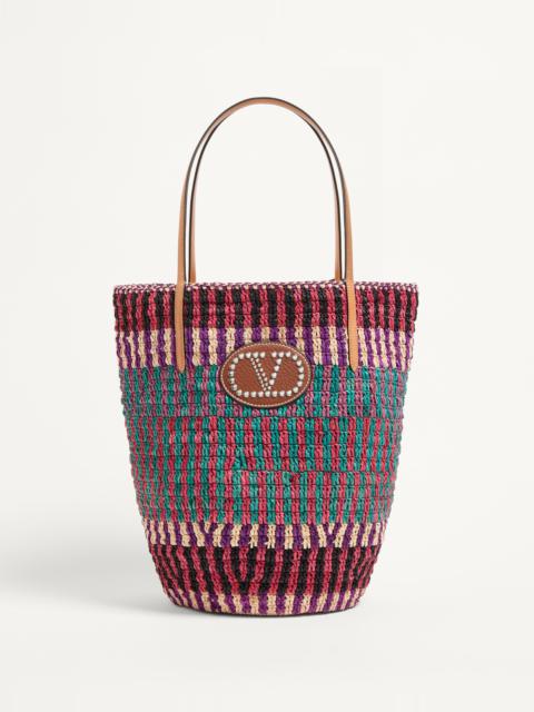 VLOGO SIGNATURE RAFFIA SHOPPING BAG