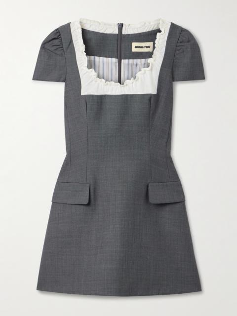 SHUSHU/TONG Ruffled Wool-blend Gauze-trimmed Twill Mini Dress