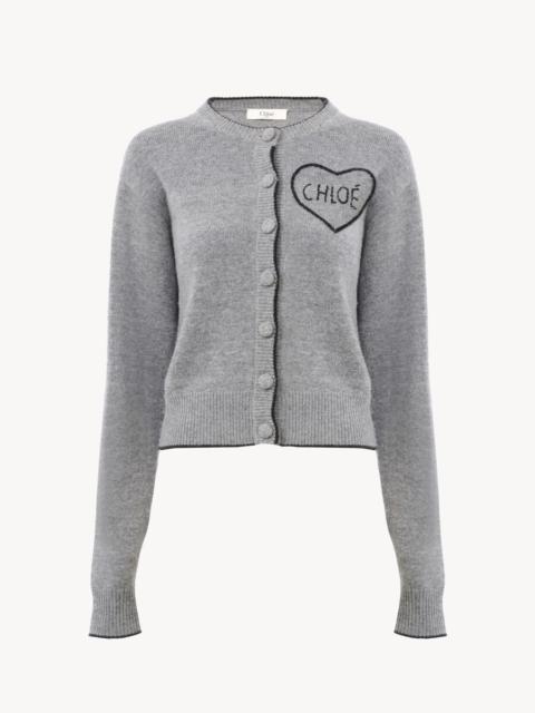 Chloé FITTED LOGO CARDIGAN IN A WOOL & CASHMERE KNIT
